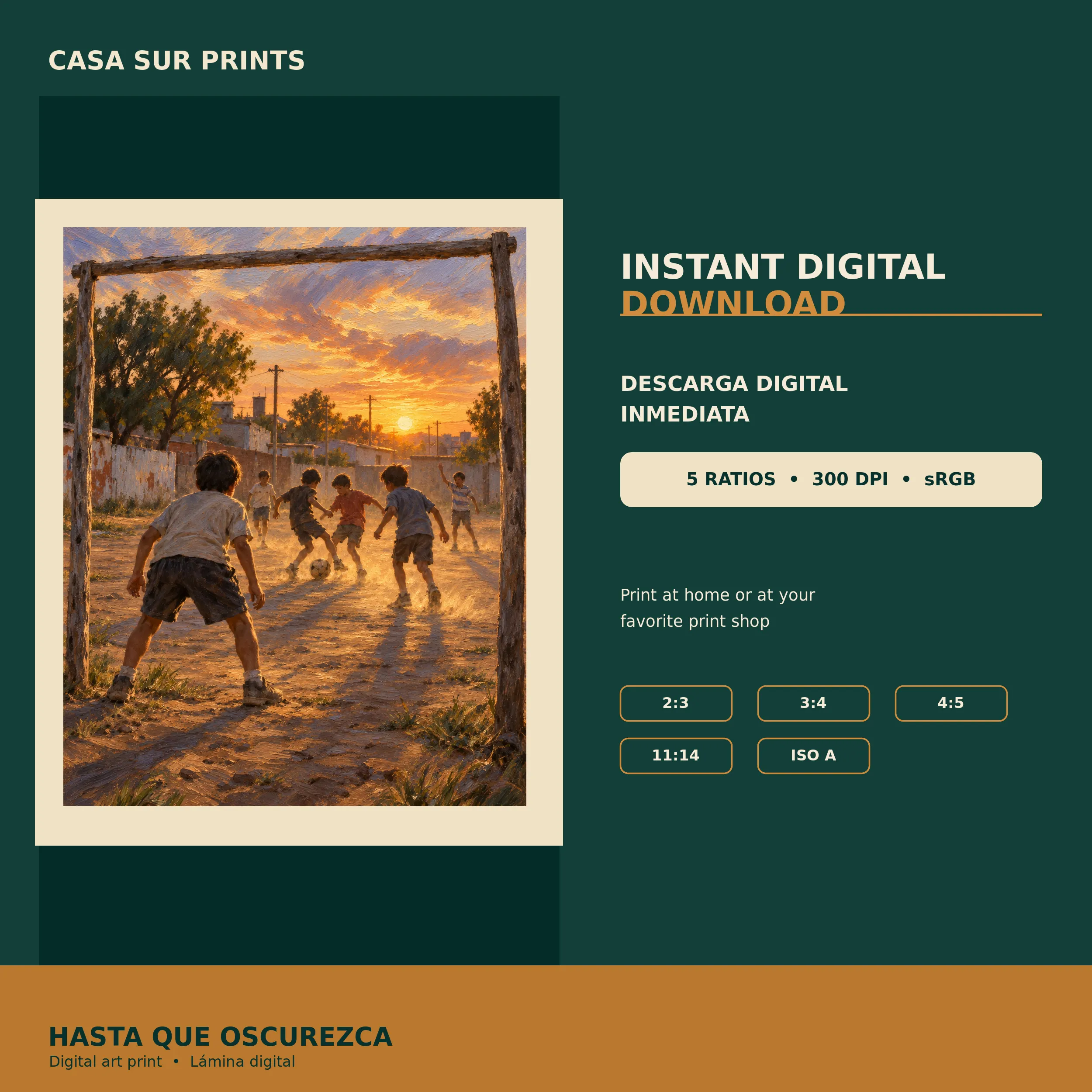 Vista previa de la descarga digital de Hasta que Oscurezca con cinco proporciones, 300 DPI y sRGB.